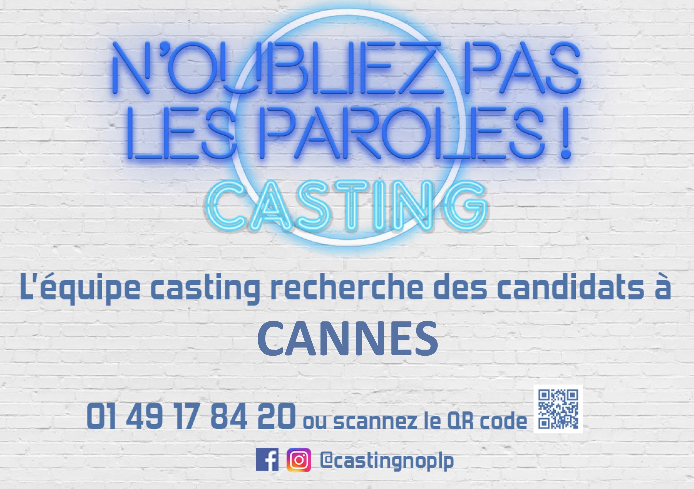 PARTICIPEZ AU CASTING DE L'EMISSION "N'OUBLIEZ PAS LES PAROLES" A CANNES